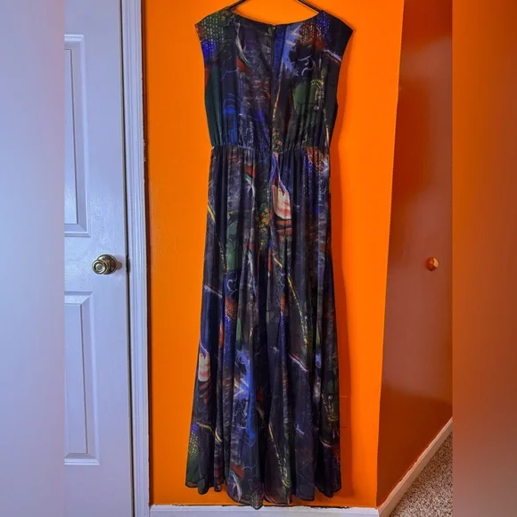 Alice+Olivia A-line Maxi Multicolor Sleeveless Dress. Size M - Picture 6 of 11